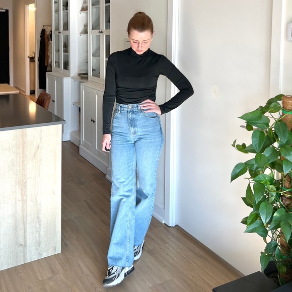 Zara High Waist Wide Leg Lt Denim Sz:2 - Picture 5 of 10